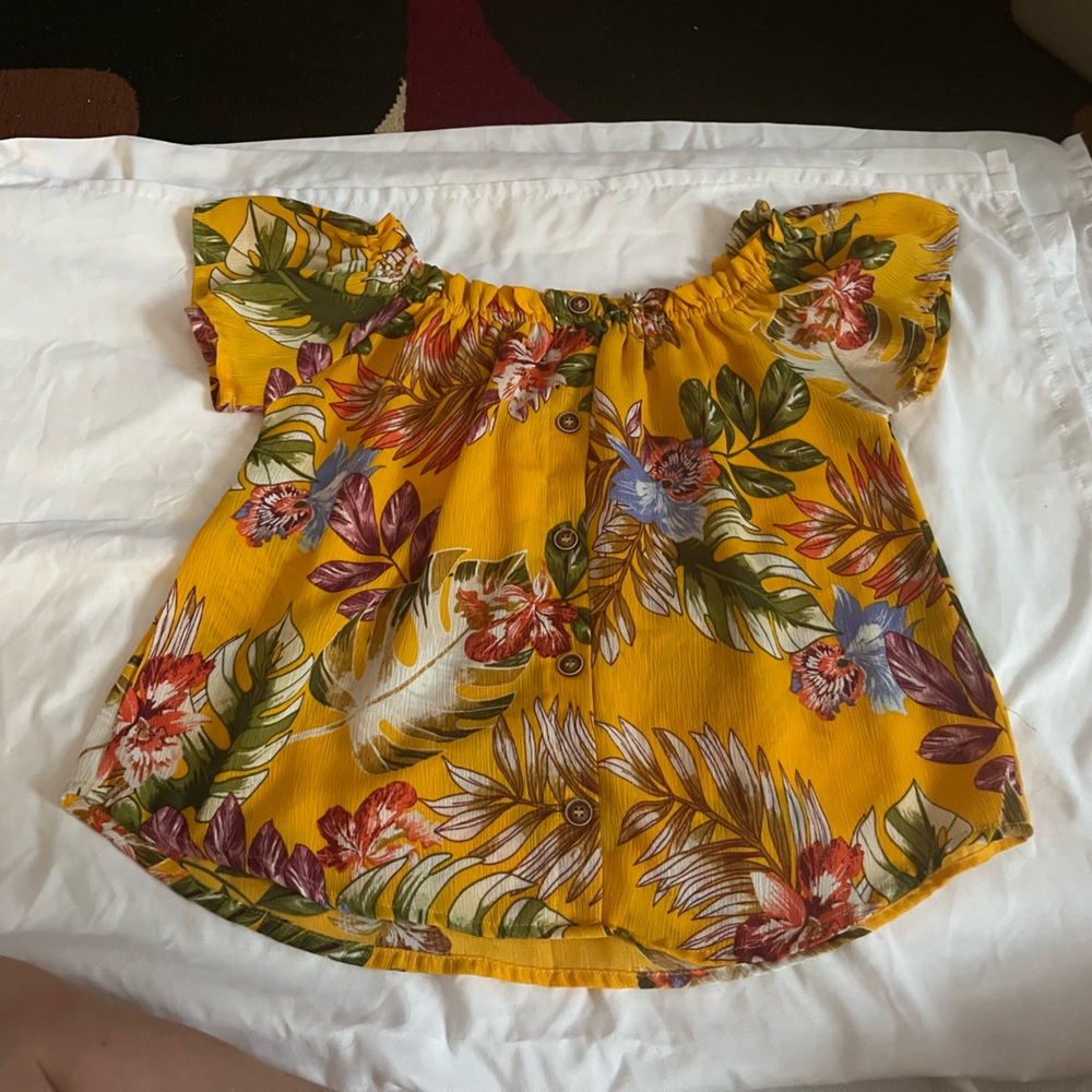 Tropical Floral Off-Shoulder Blouse